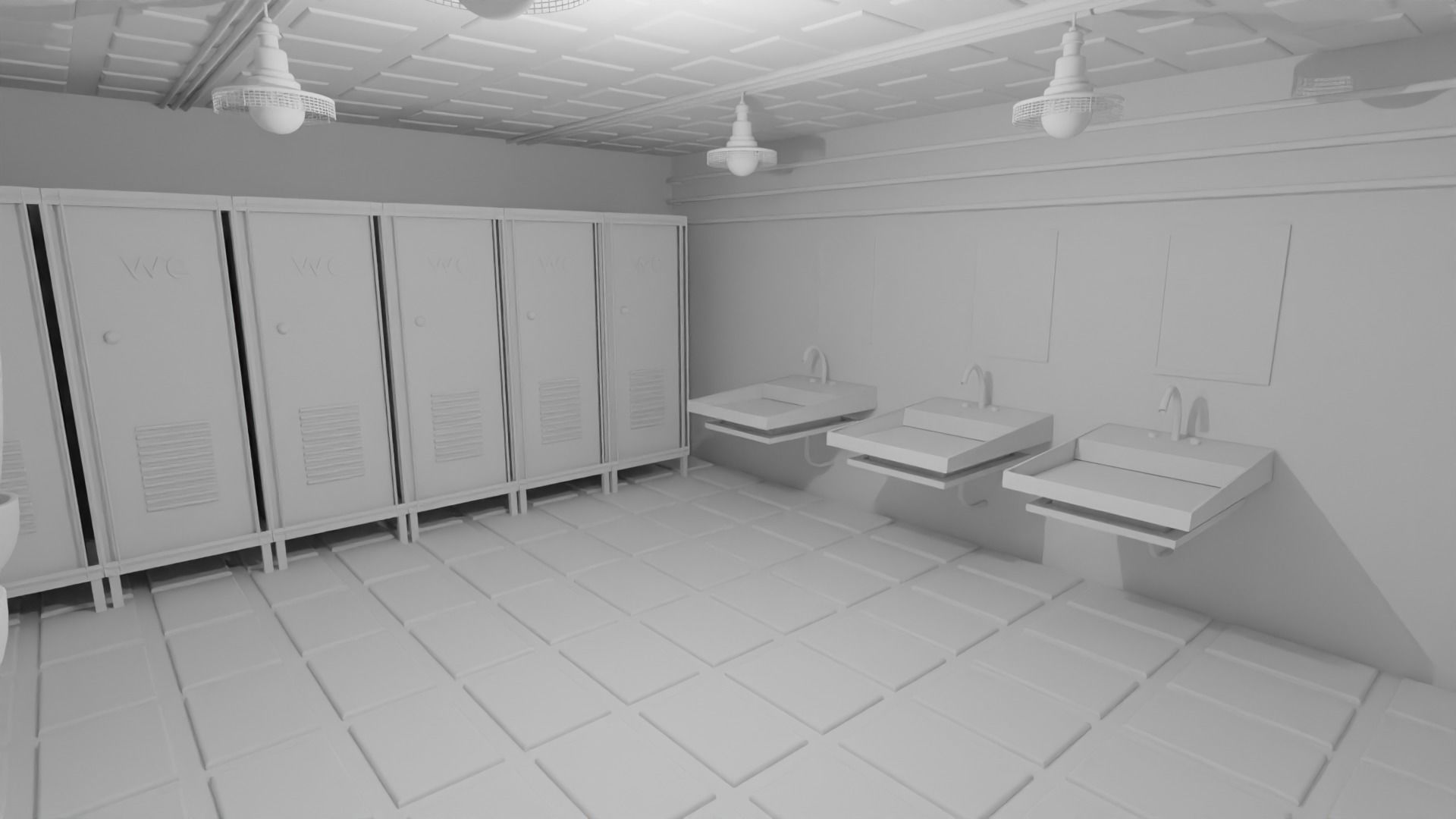 Restroom Wc - No Material Low-poly 3D model_1
