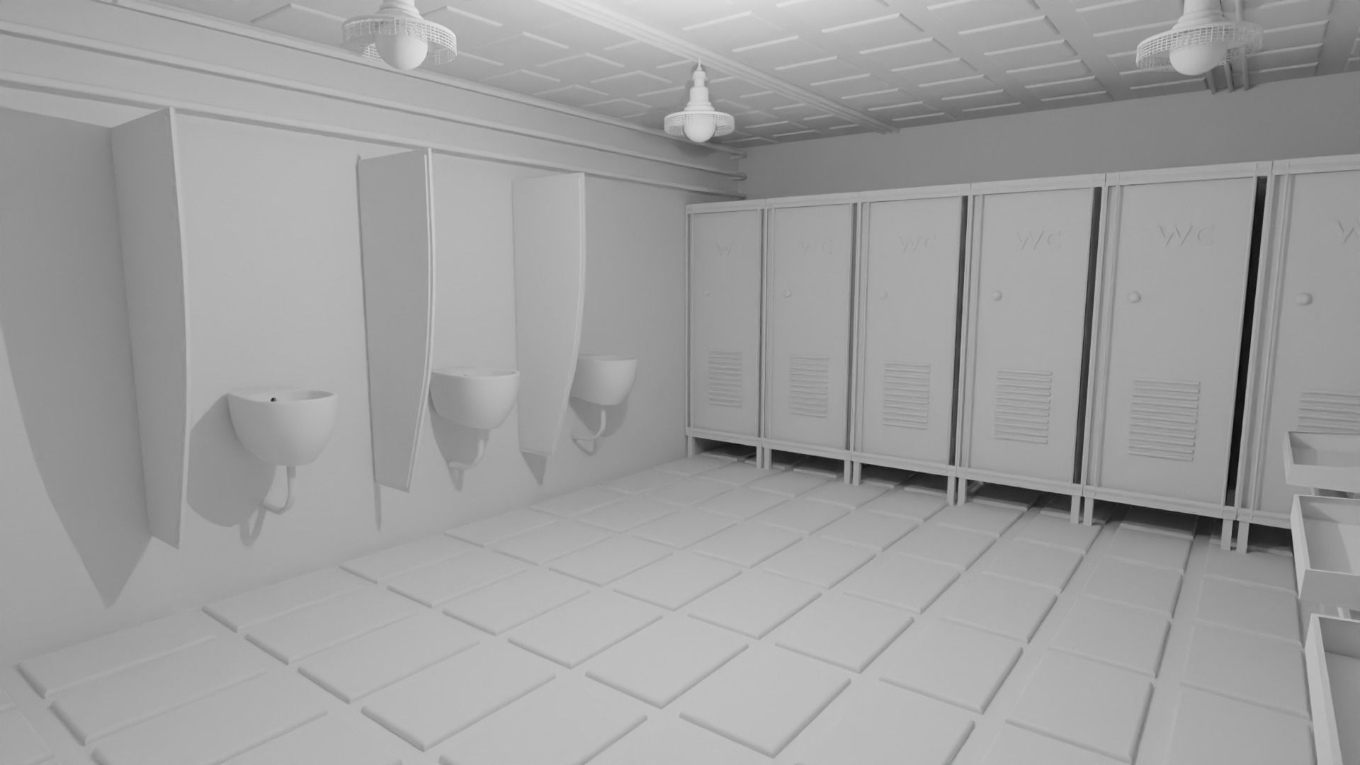 Restroom Wc - No Material Low-poly 3D model_2