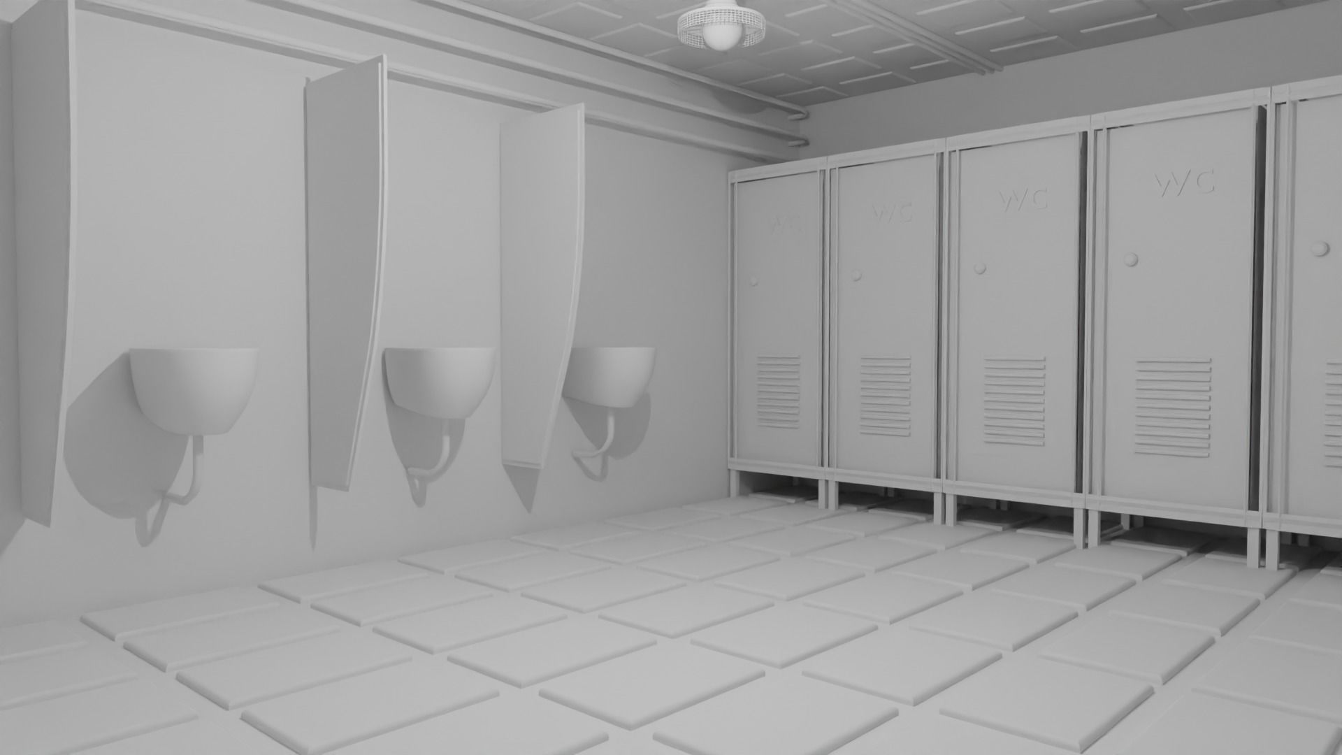 Restroom Wc - No Material Low-poly 3D model_5
