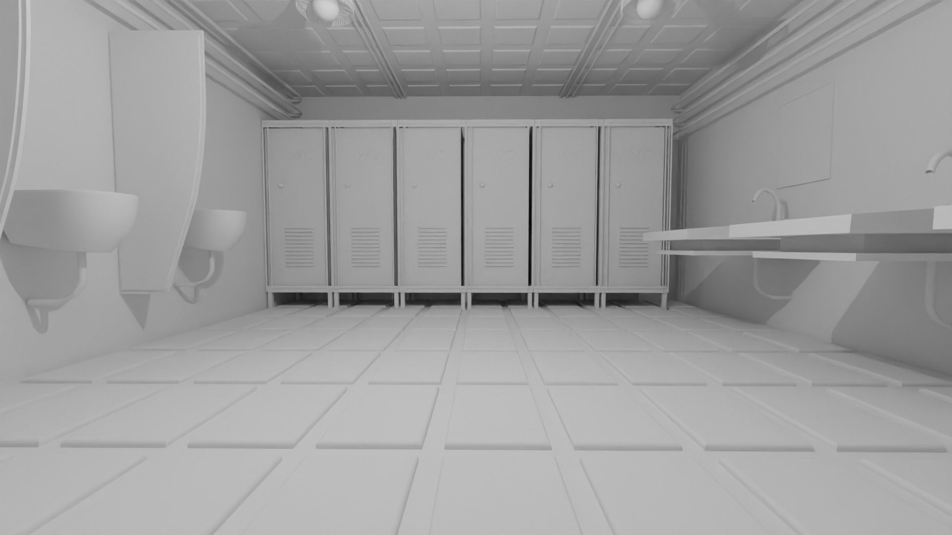 Restroom Wc - No Material Low-poly 3D model_3