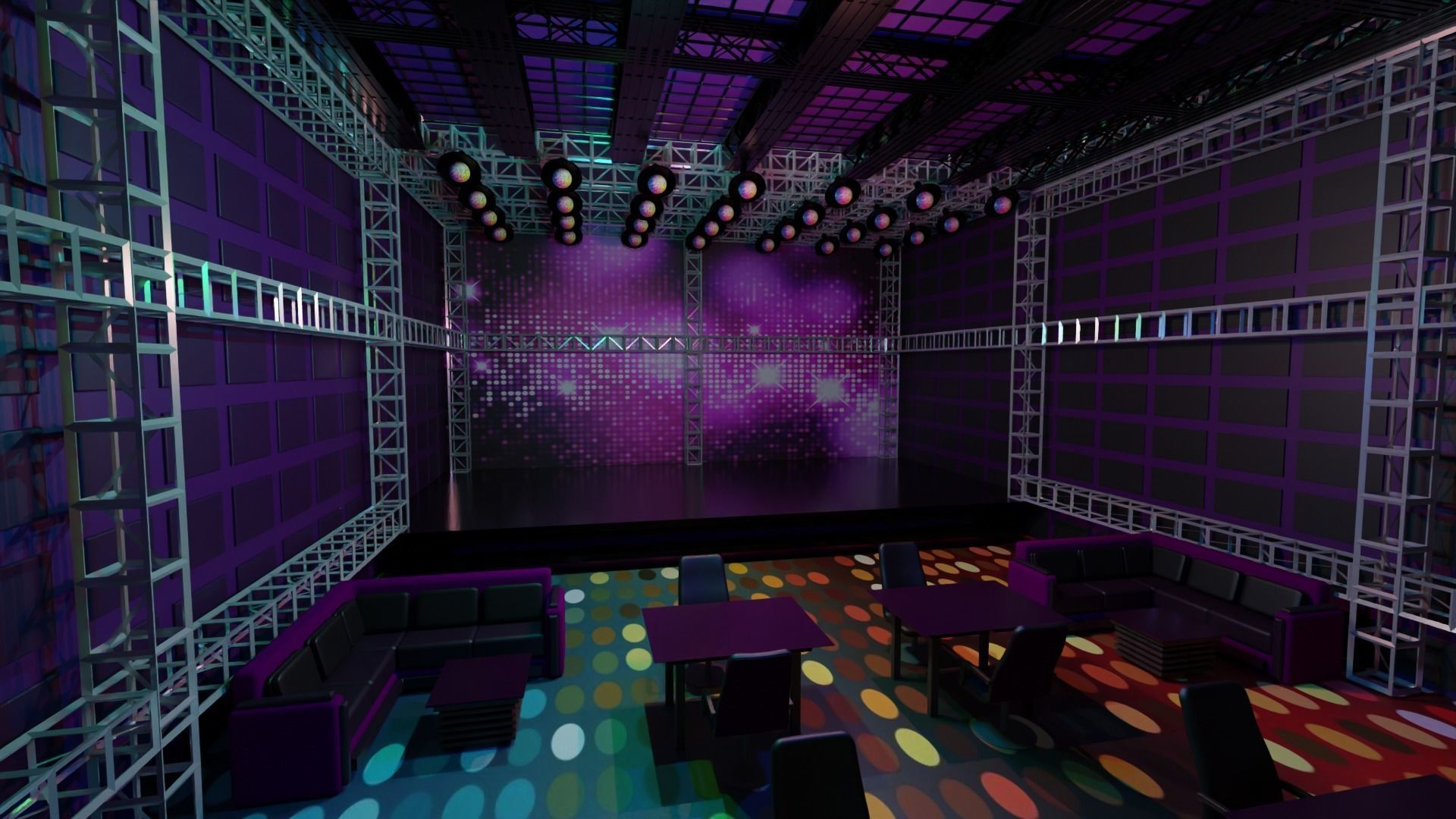 Nightclub Disco interior Low-poly 3D model_1
