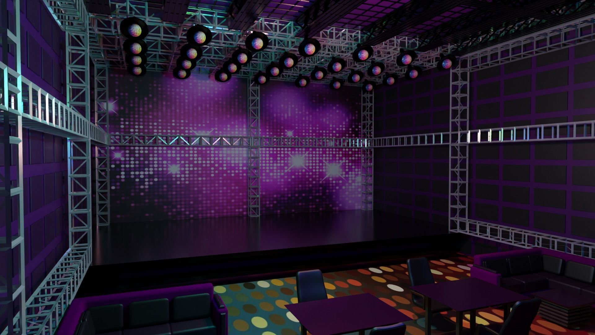 Nightclub Disco interior Low-poly 3D model_3