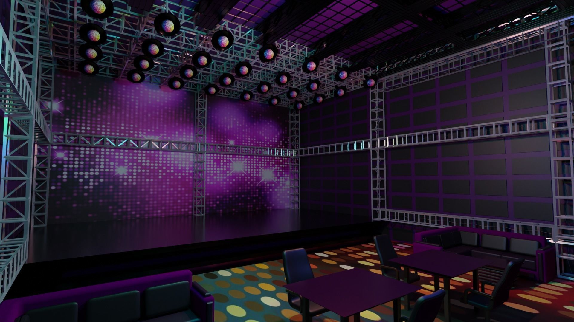 Nightclub Disco interior Low-poly 3D model_6