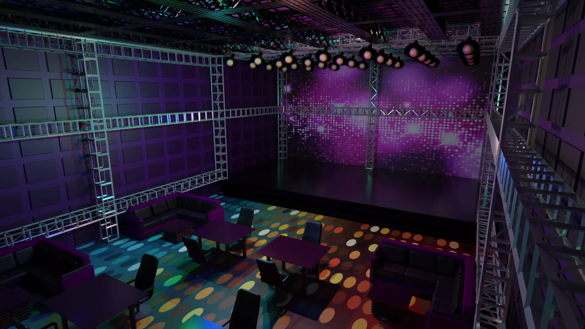 Nightclub Disco interior Low-poly 3D model_0