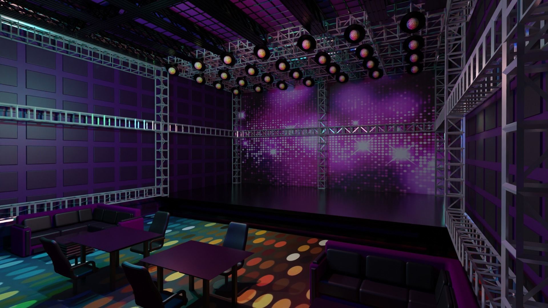 Nightclub Disco interior Low-poly 3D model_4