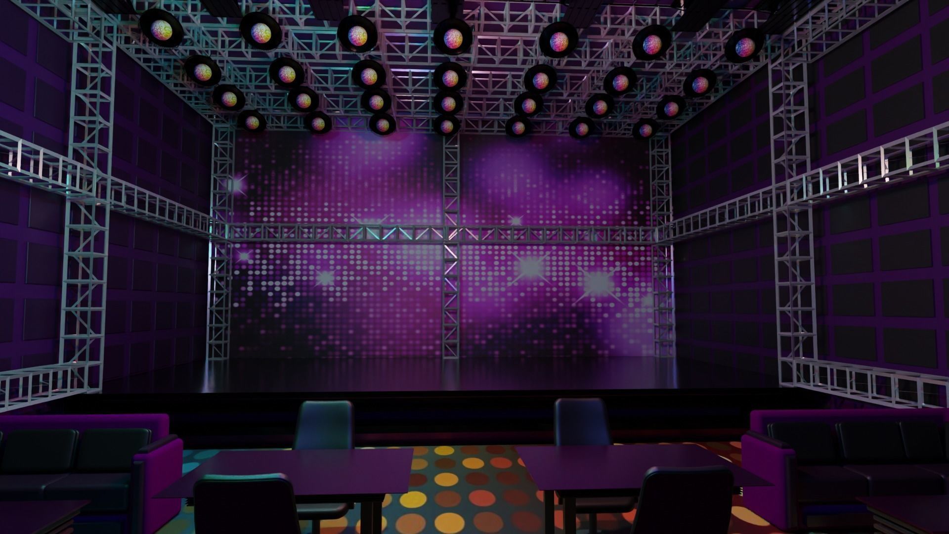 Nightclub Disco interior Low-poly 3D model_5