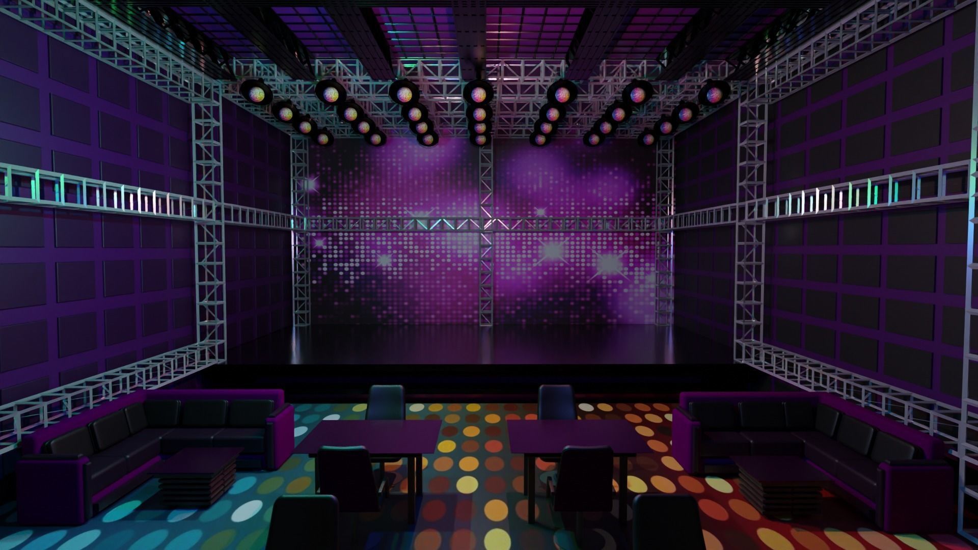 Nightclub Disco interior Low-poly 3D model_2