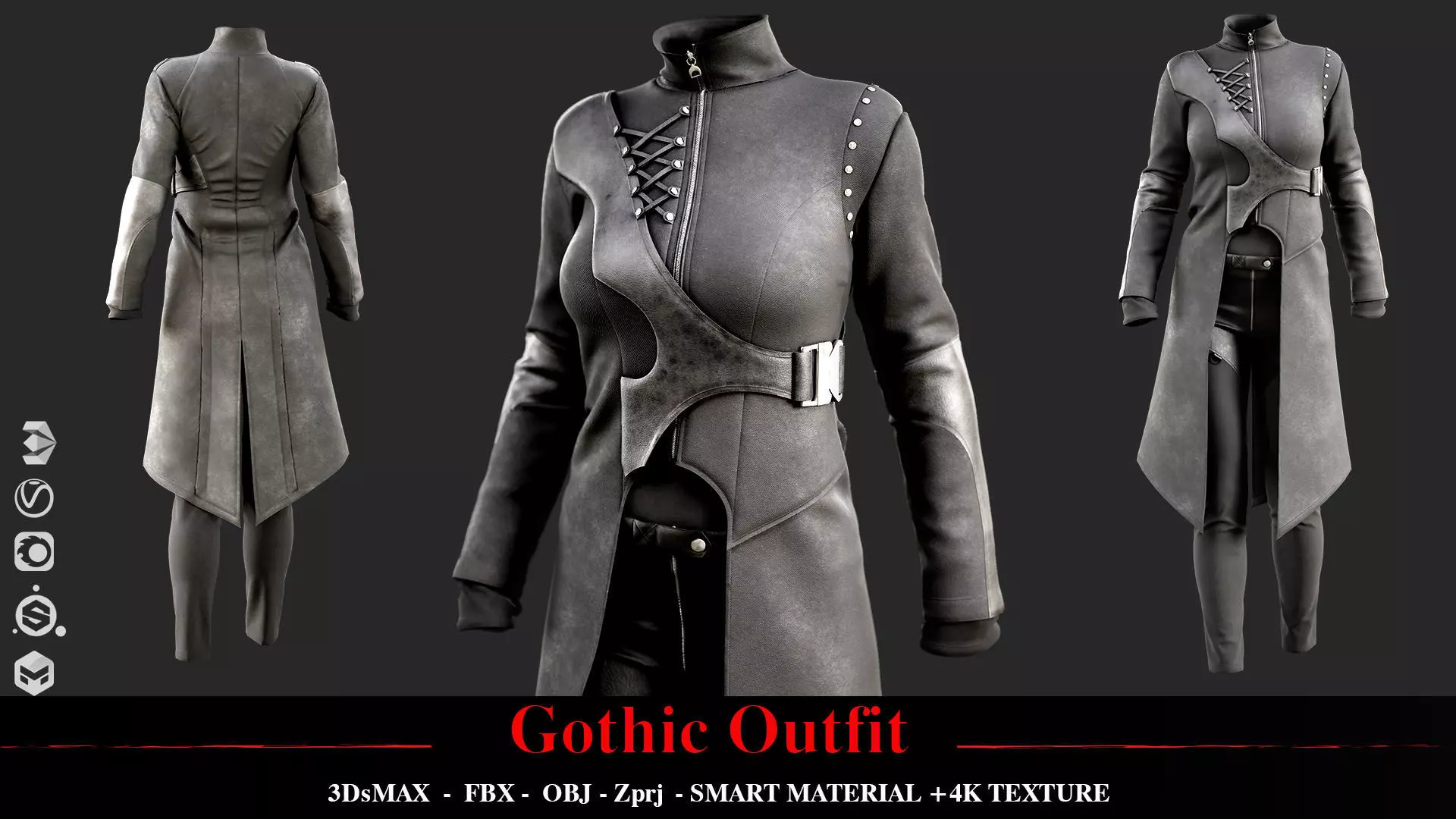 Gothic outfit 3D model_0