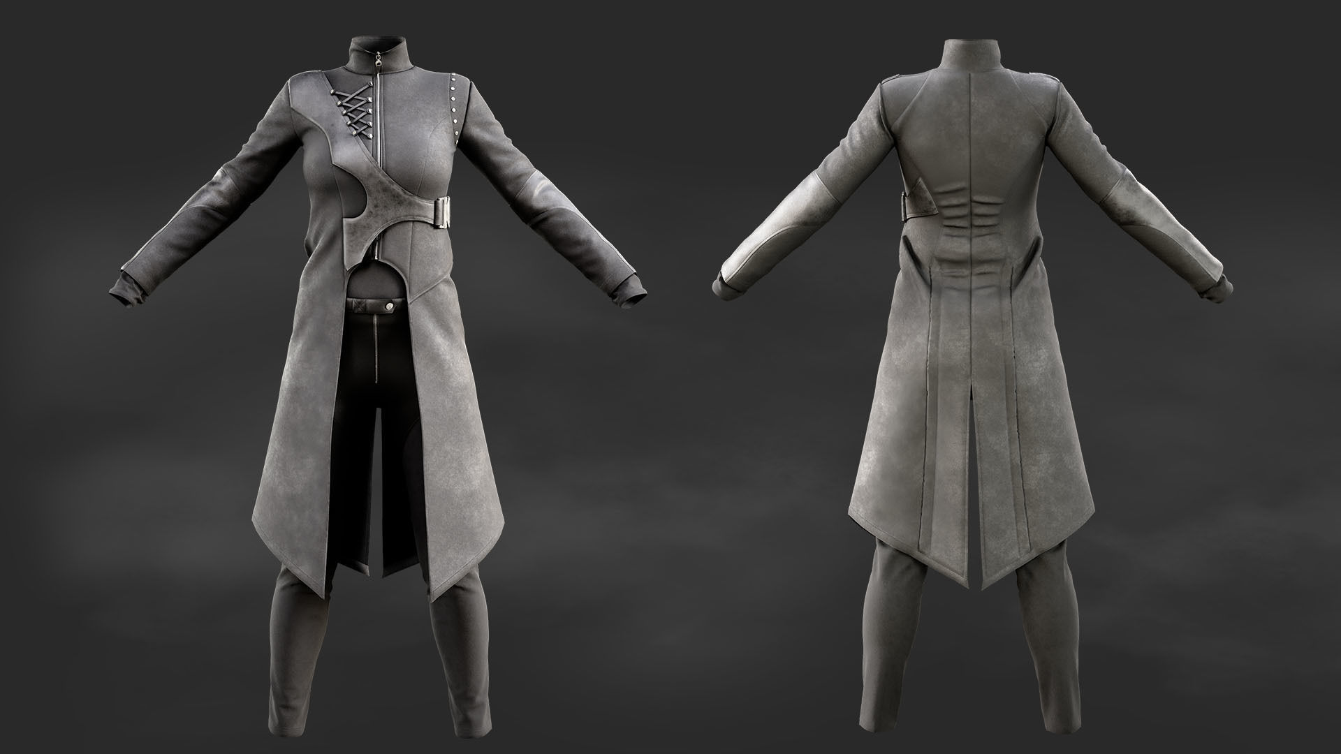 Gothic outfit 3D model_1