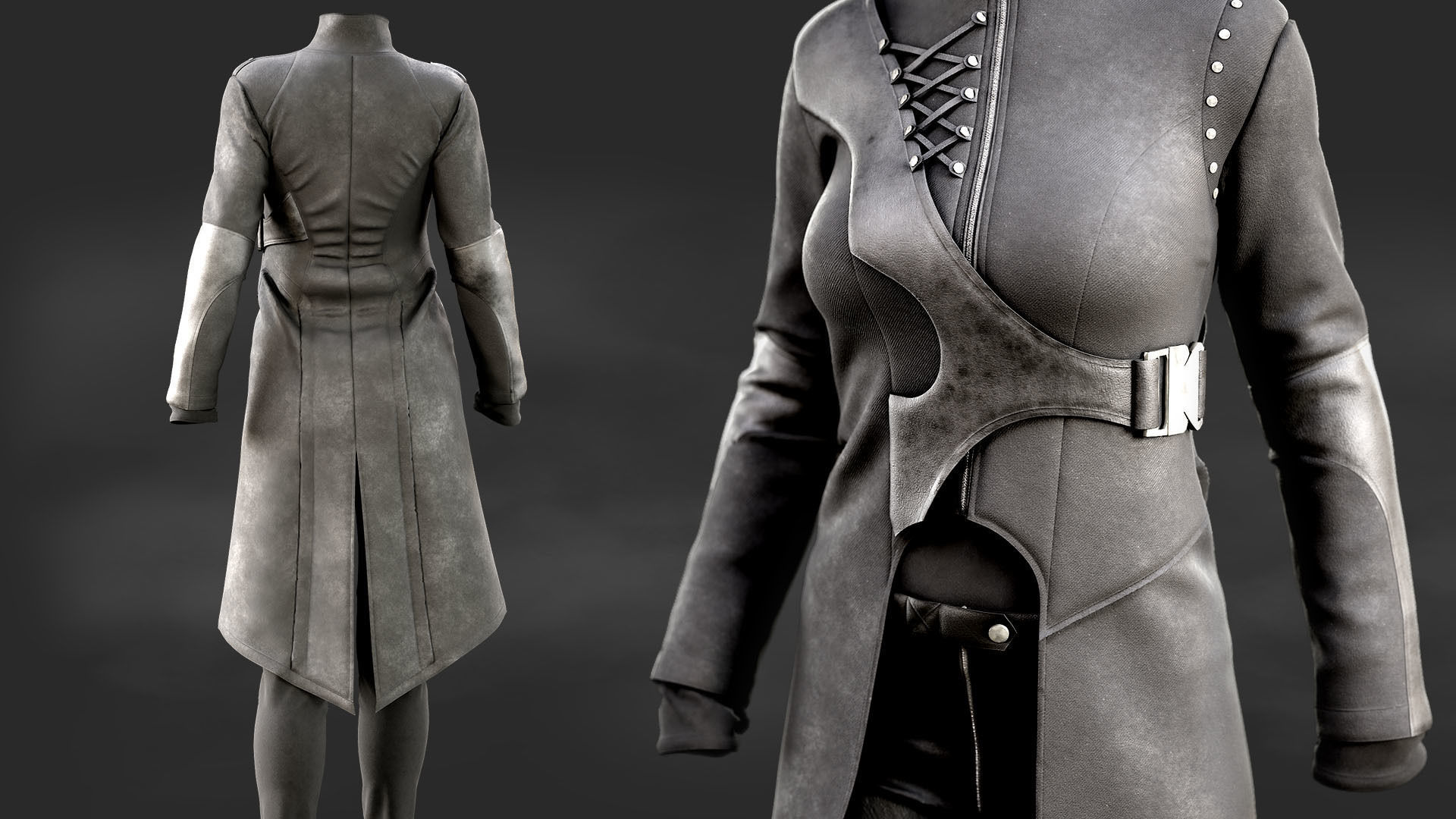 Gothic outfit 3D model_4
