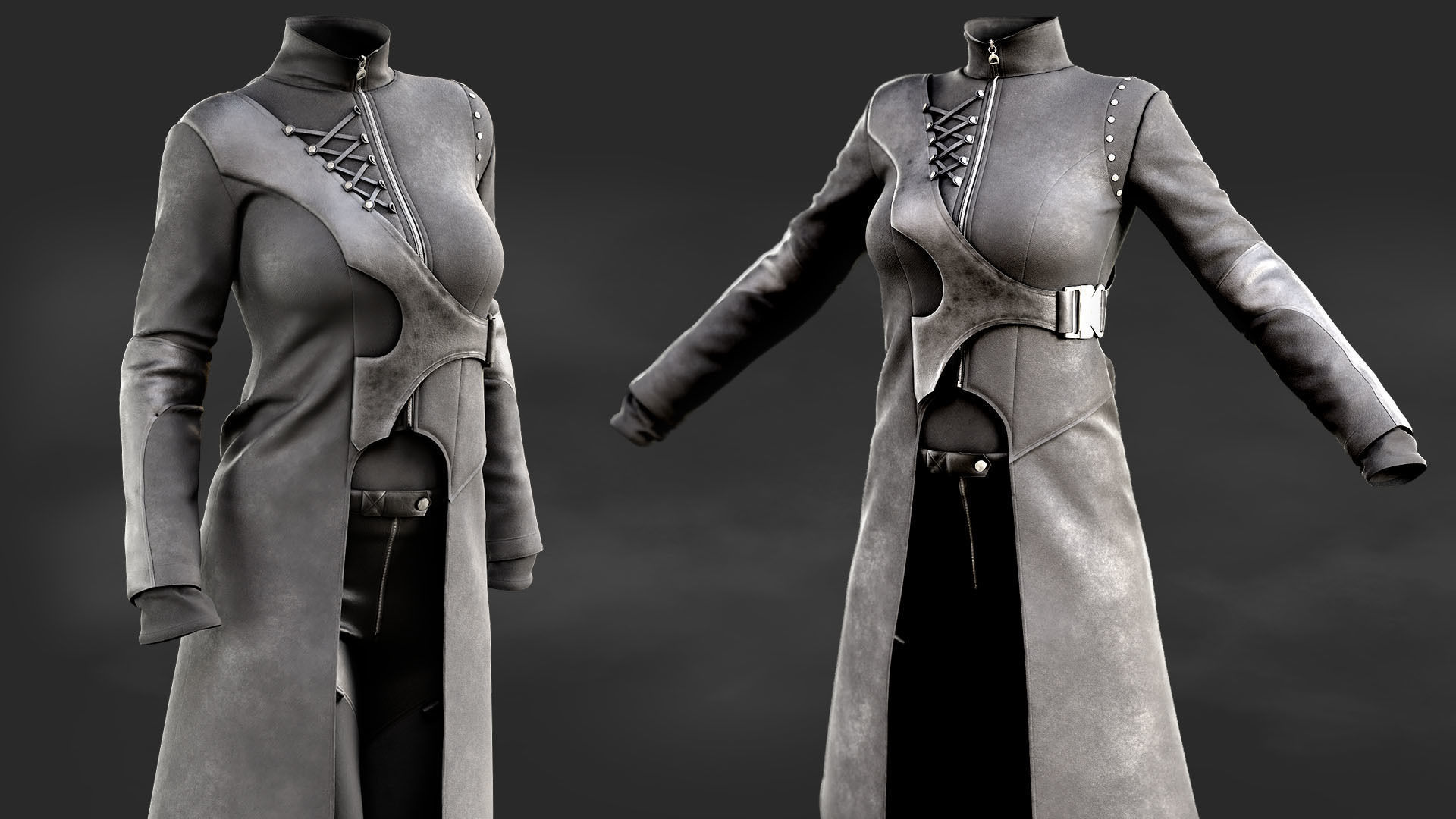Gothic outfit 3D model_3