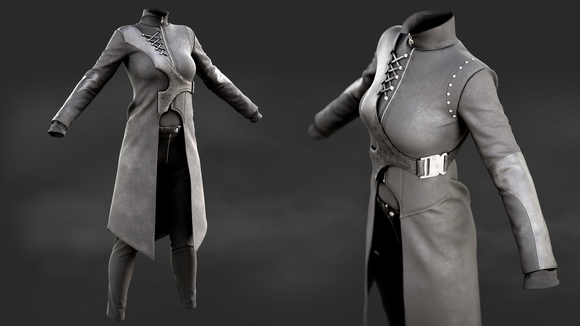 Gothic outfit 3D model_2
