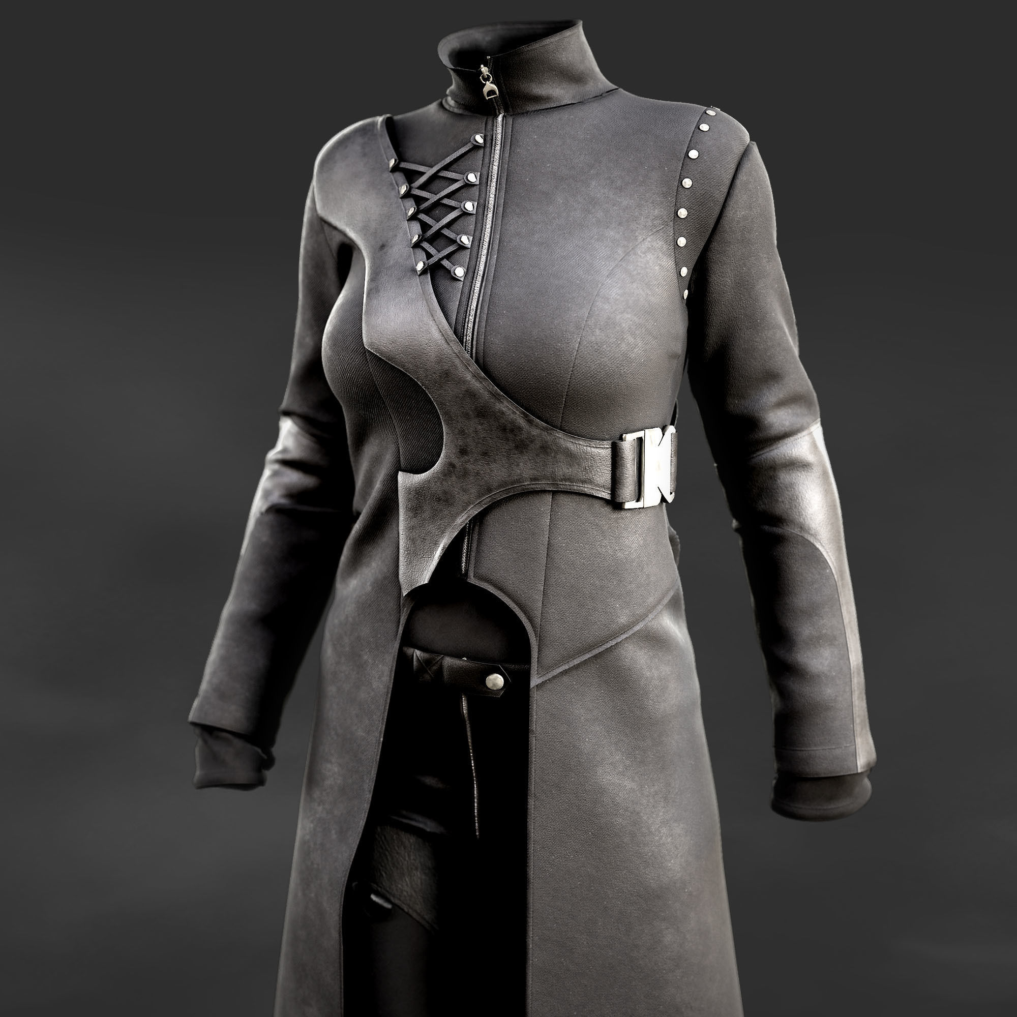 Gothic outfit 3D model_6
