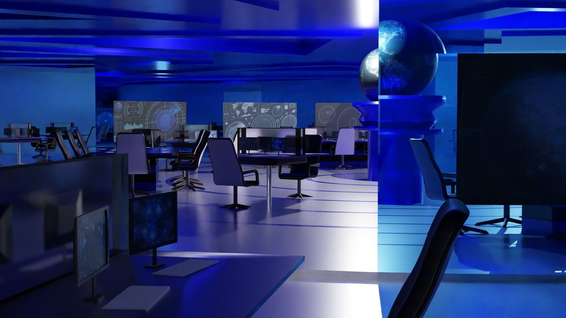 Sci-Fi Command Center Low-poly 3D model_3