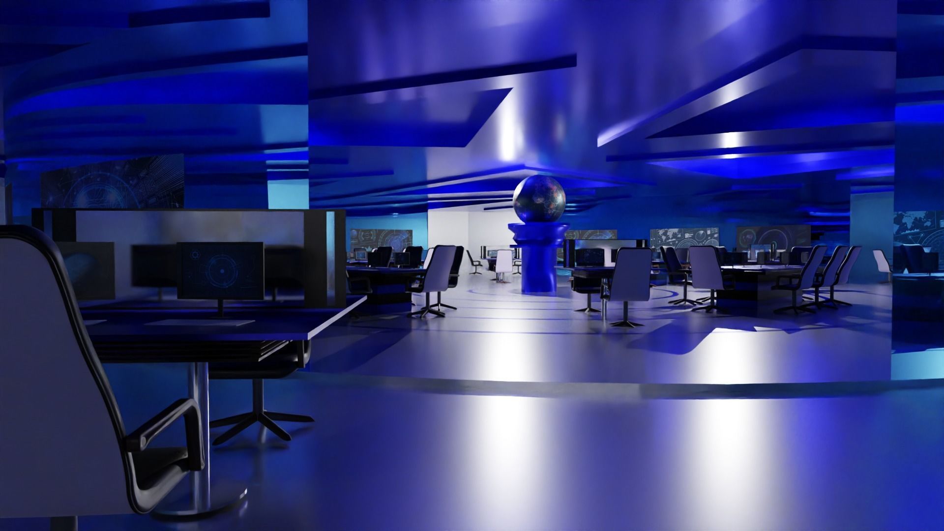 Sci-Fi Command Center Low-poly 3D model_4