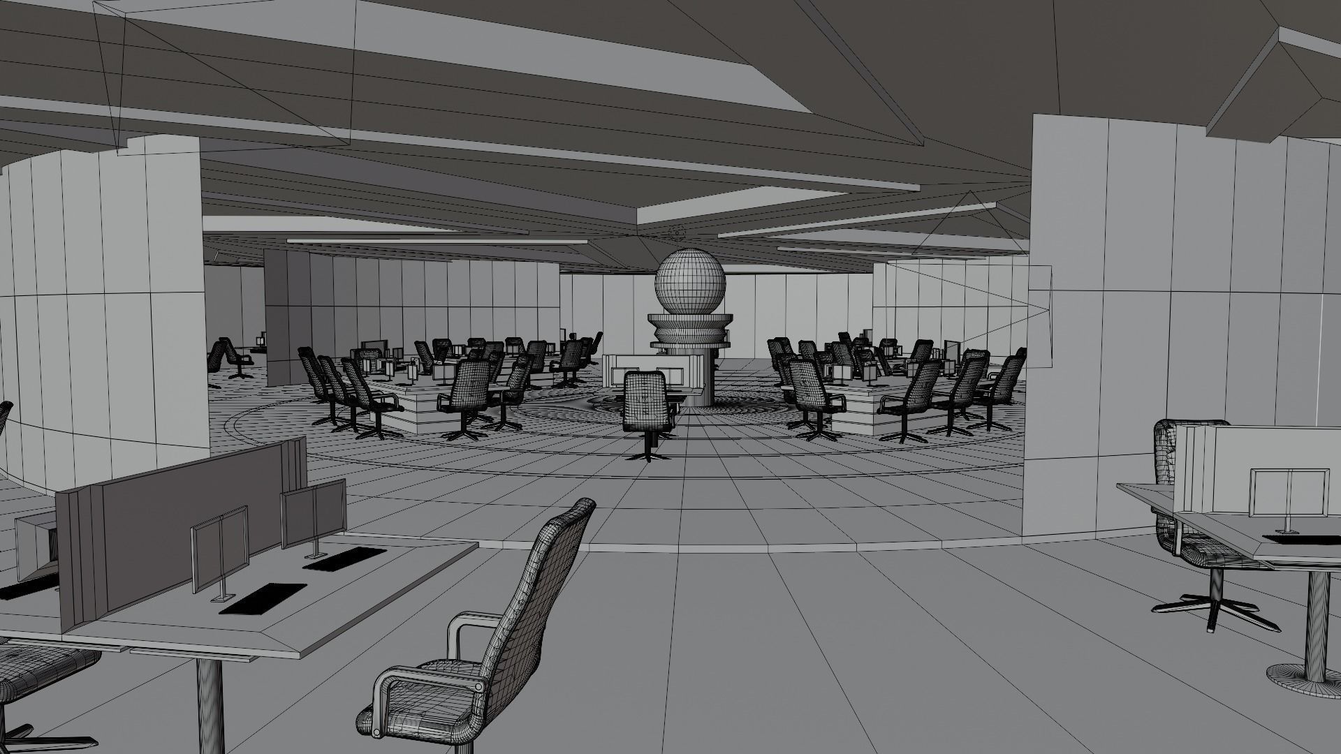 Sci-Fi Command Center Low-poly 3D model_7