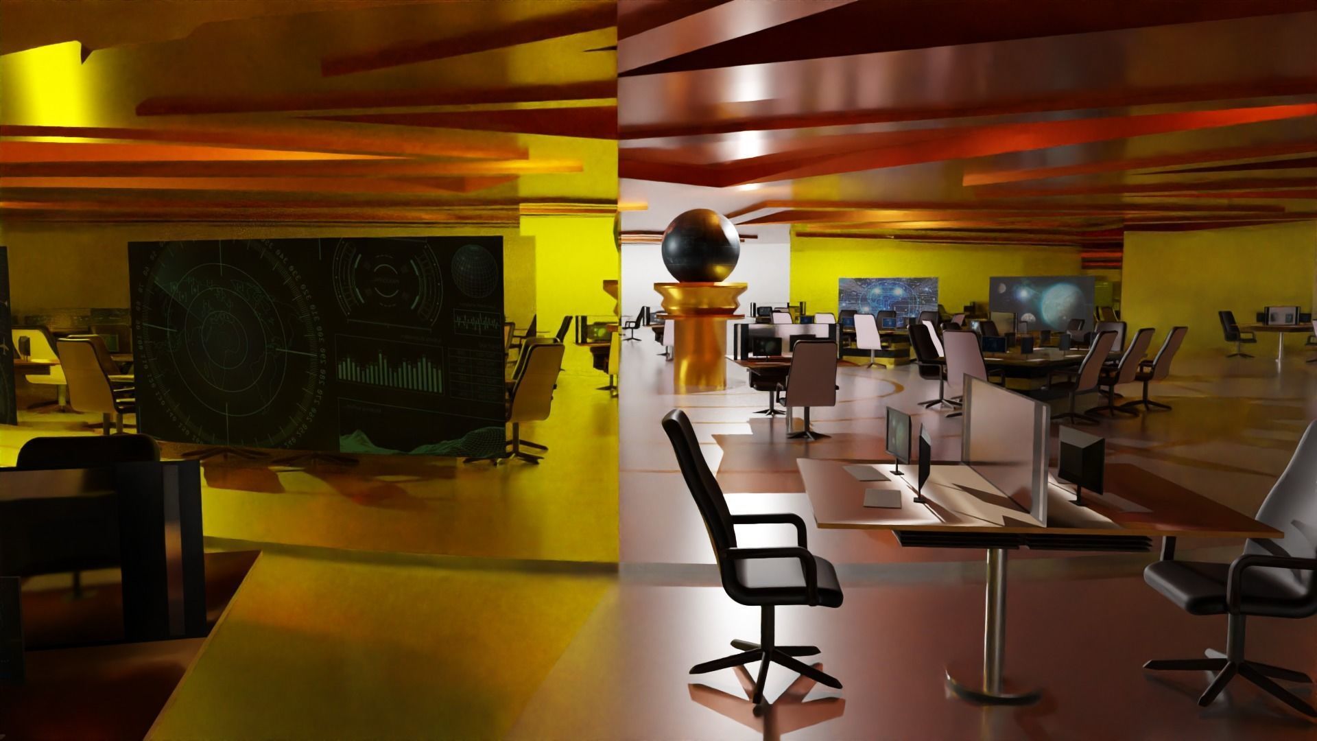 Sci-Fi Command Center Low-poly 3D model_6