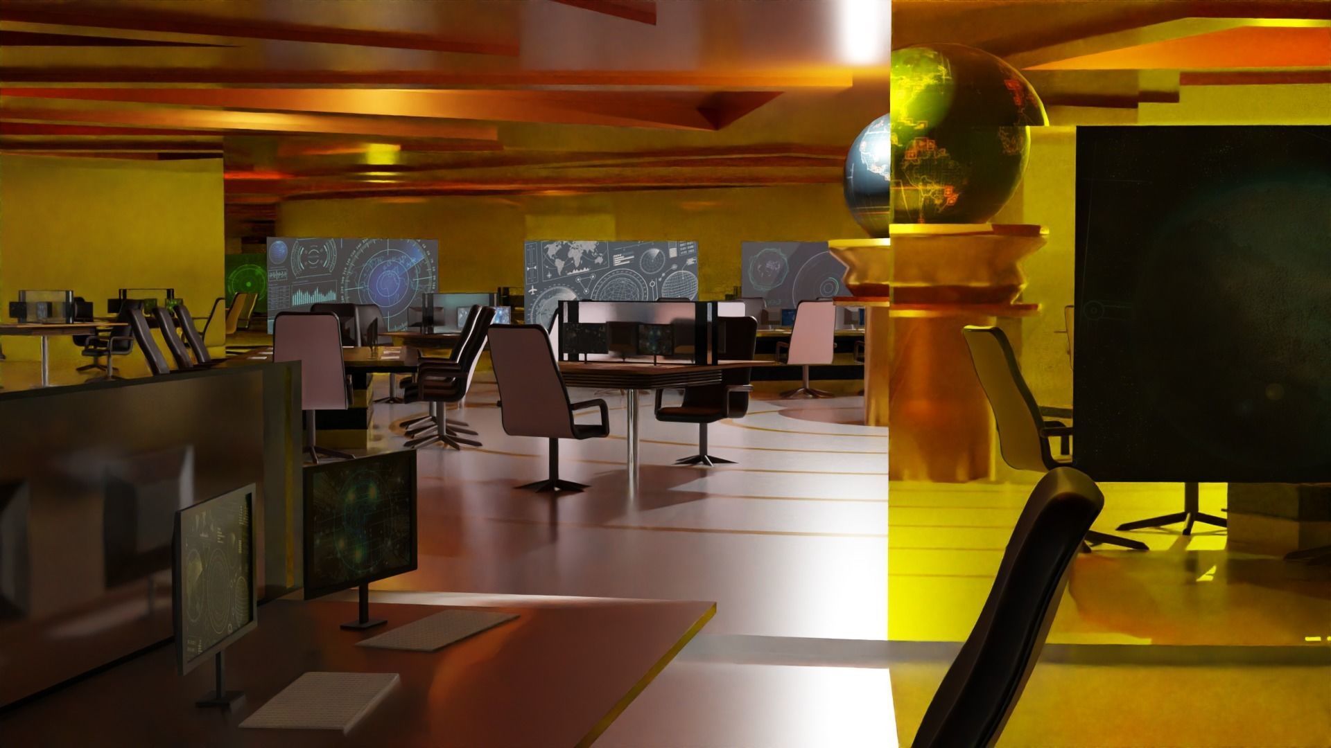 Sci-Fi Command Center Low-poly 3D model_4