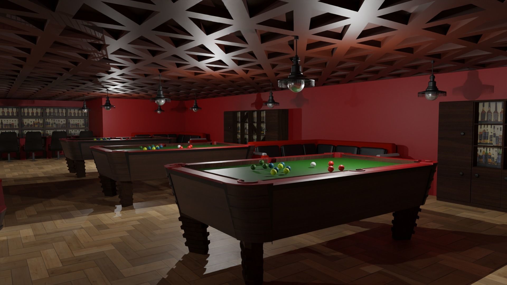 Billiard Room Low-poly 3D model_4
