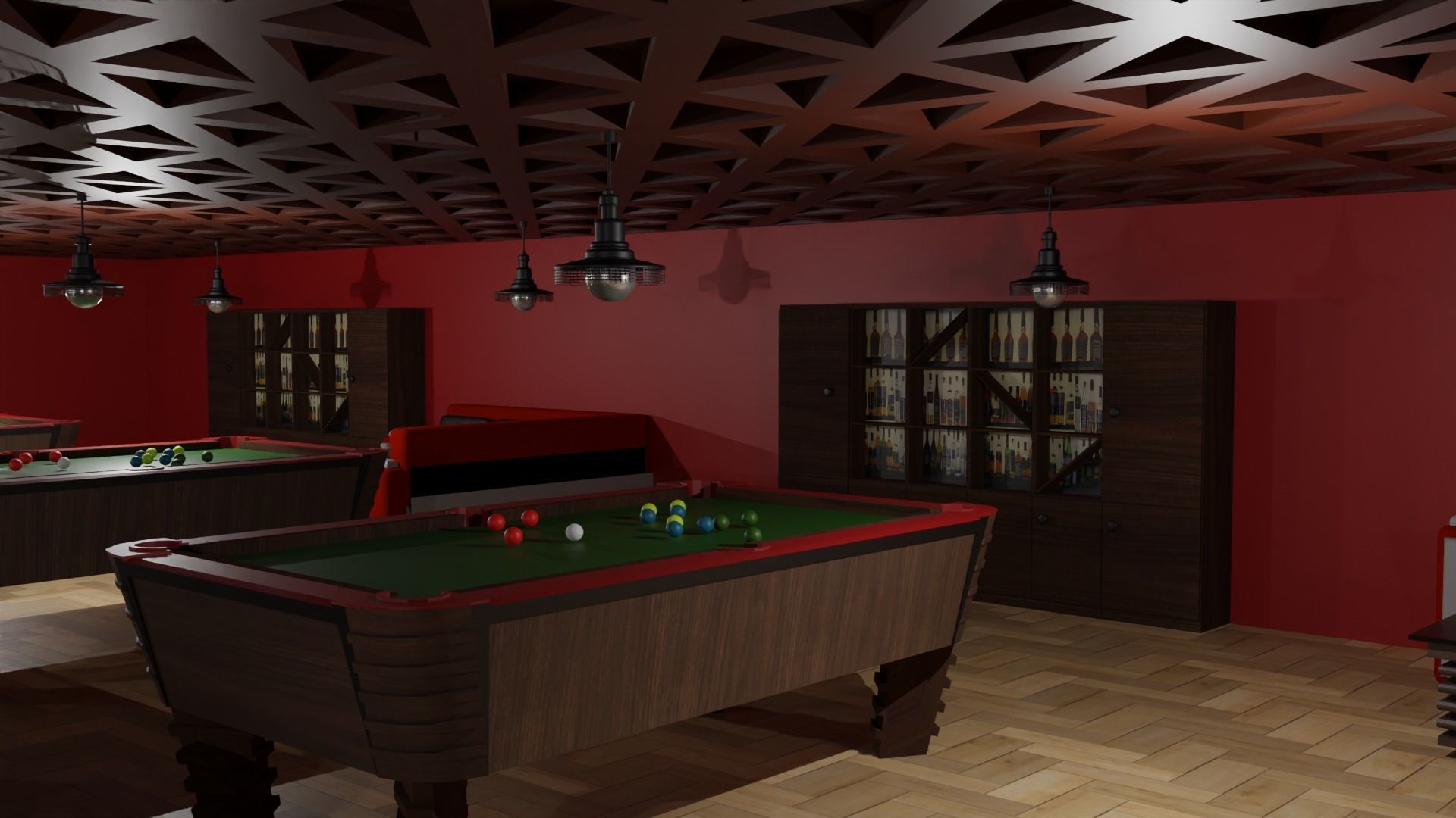 Billiard Room Low-poly 3D model_3