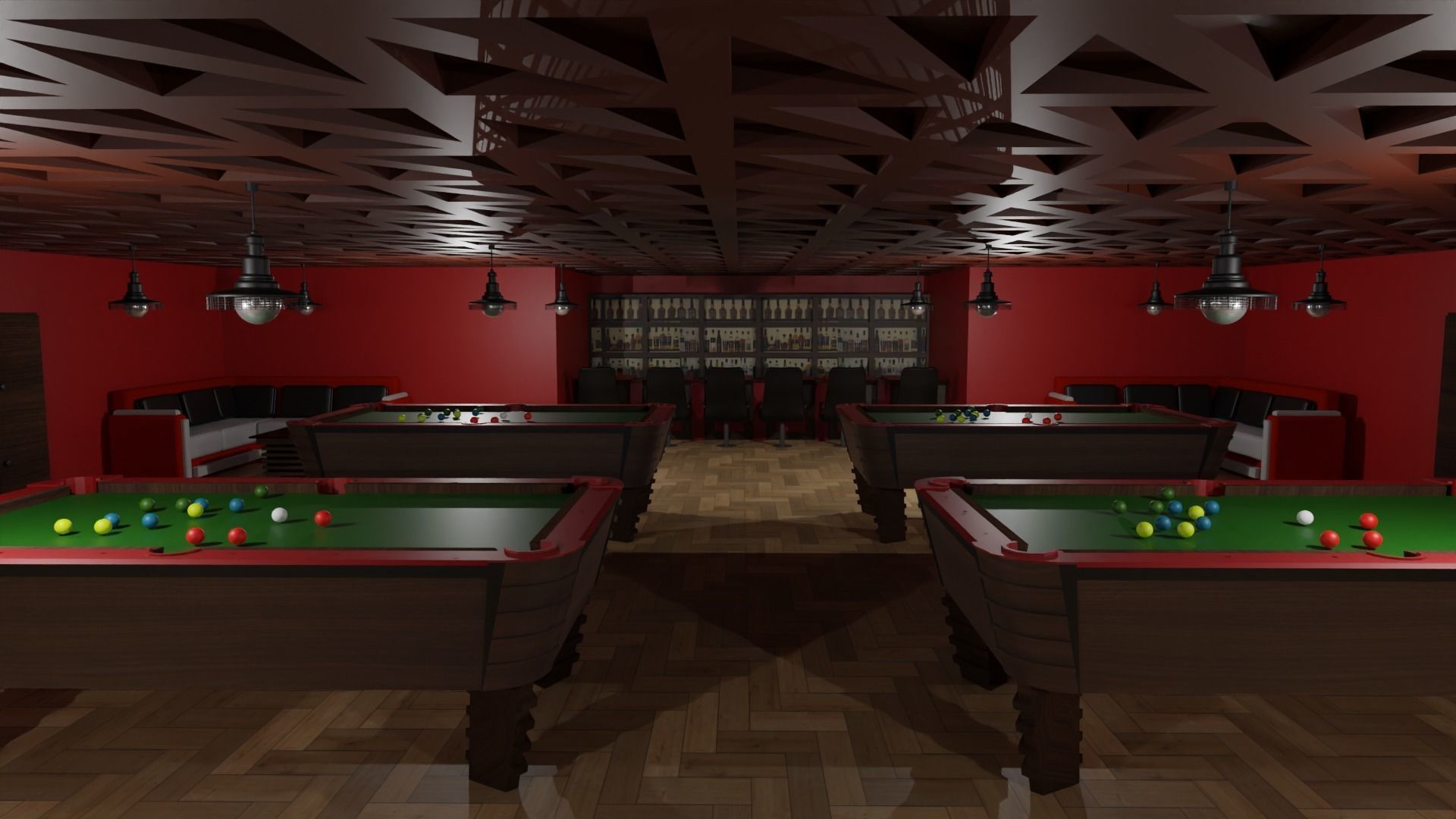 Billiard Room Low-poly 3D model_1