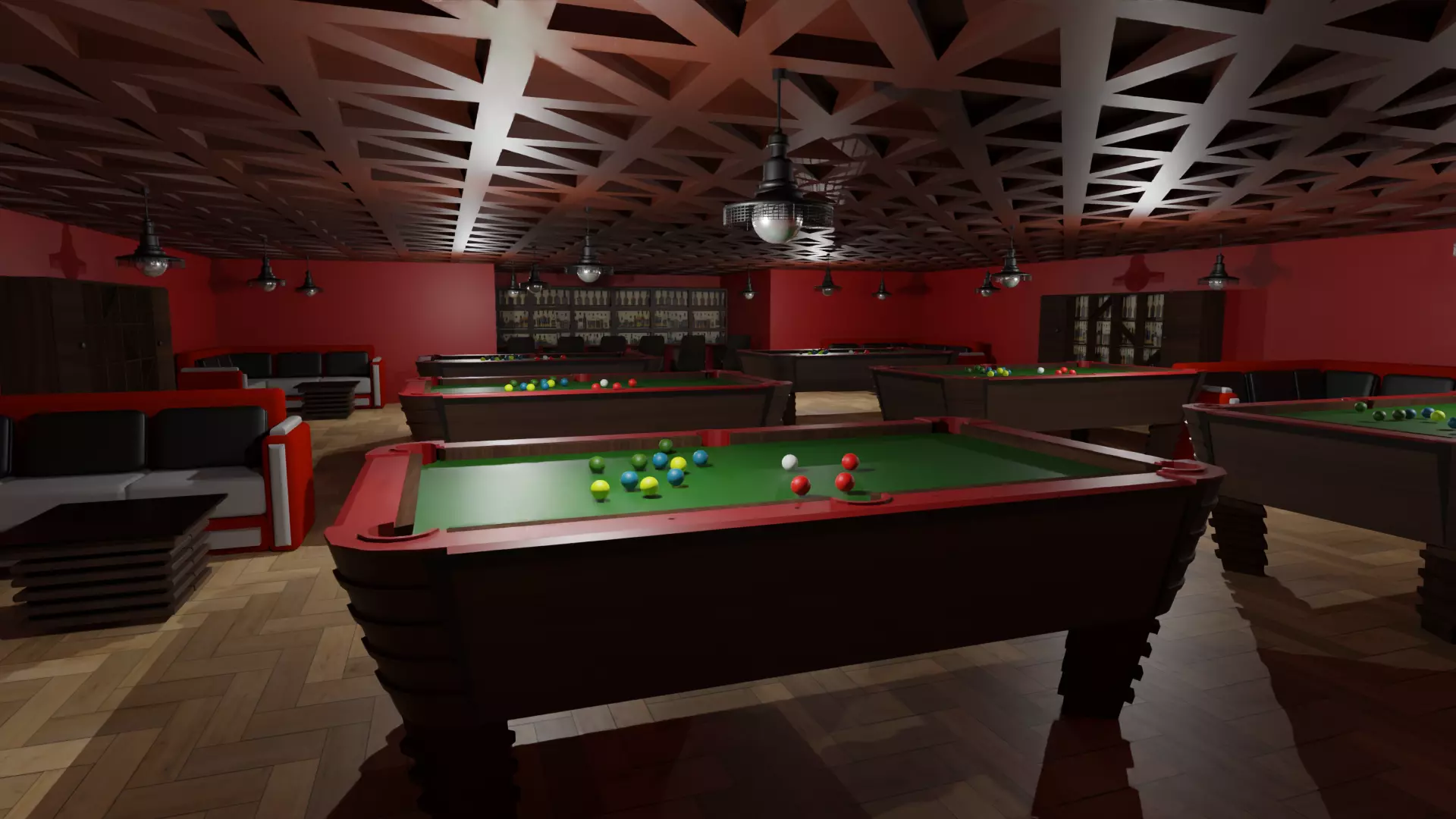 Billiard Room Low-poly 3D model_0