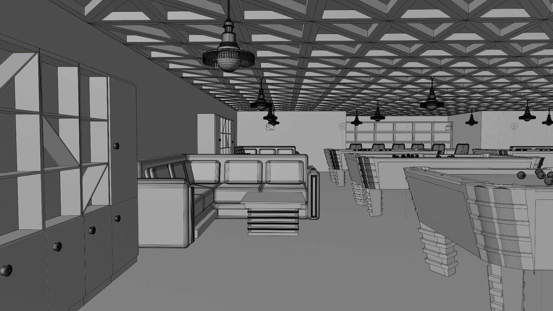Billiard Room Low-poly 3D model_8