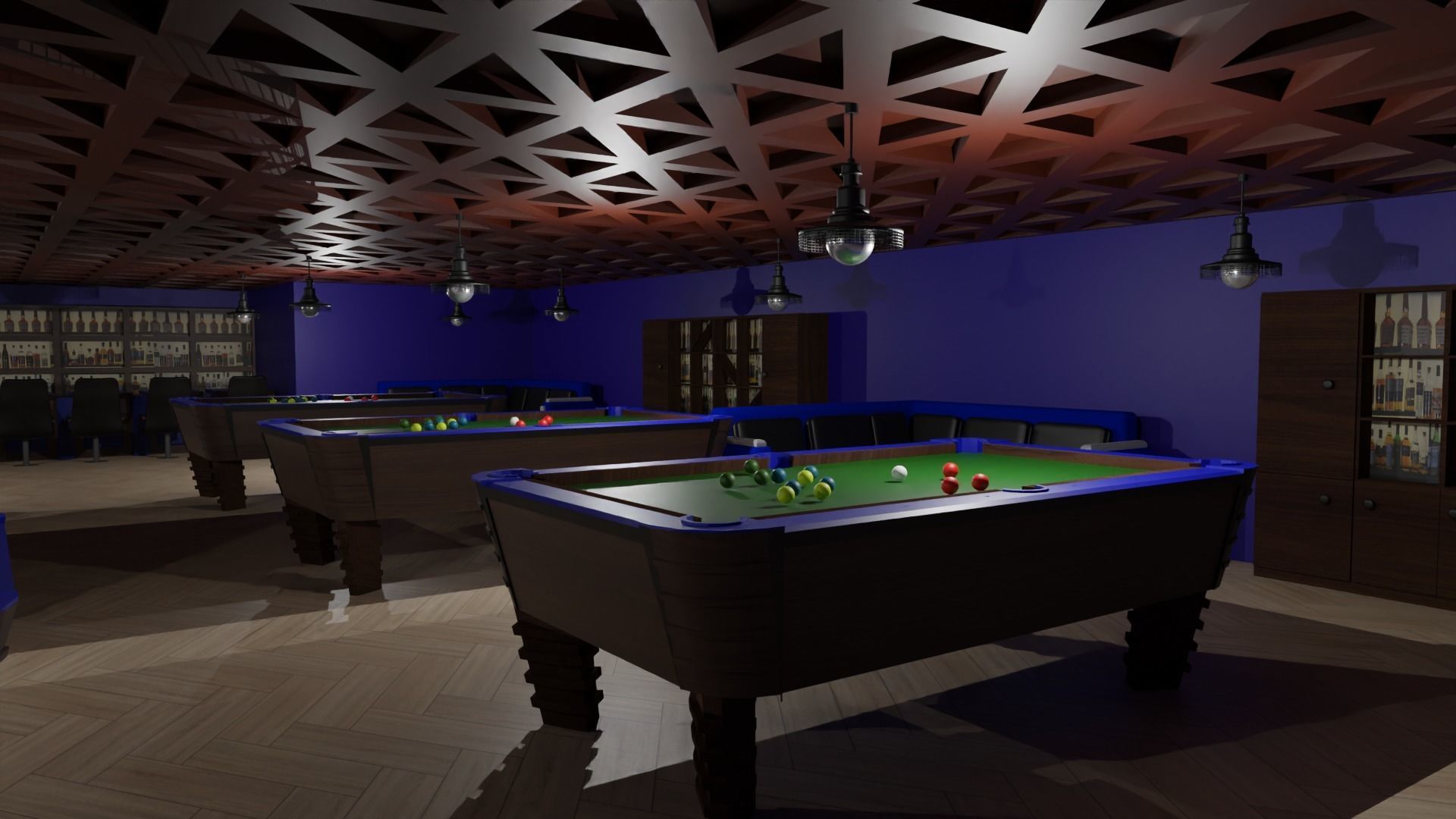 Billiard Room Low-poly 3D model_4