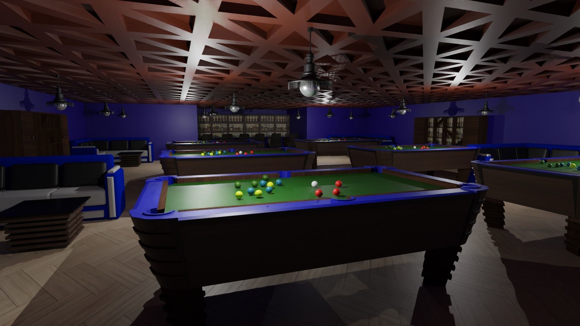 Billiard Room Low-poly 3D model_1