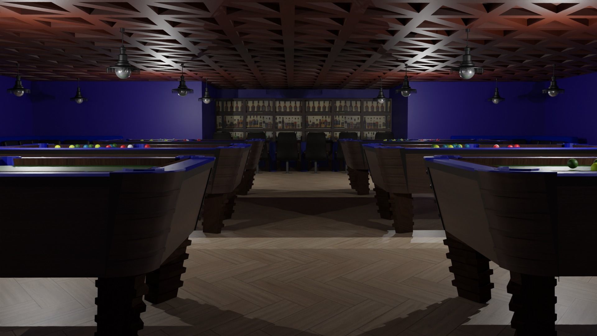 Billiard Room Low-poly 3D model_5