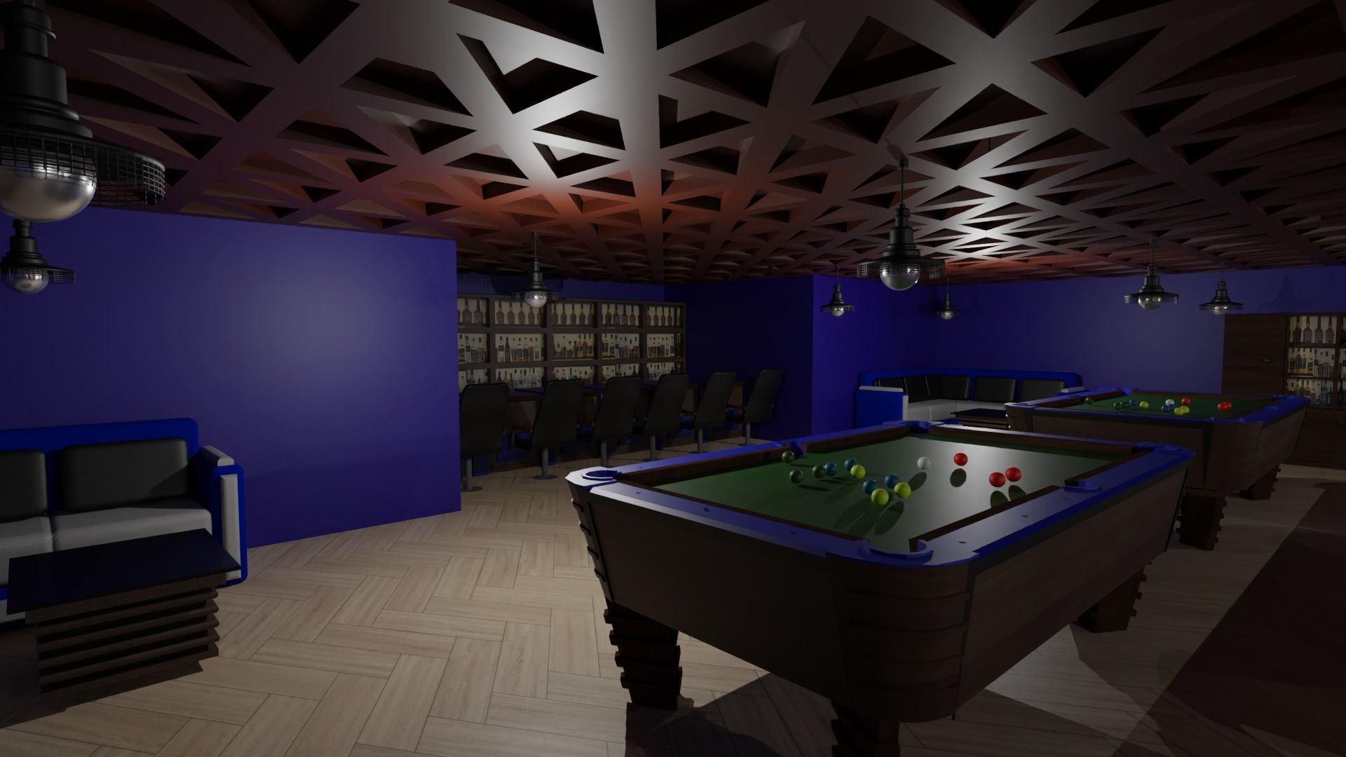 Billiard Room Low-poly 3D model_2