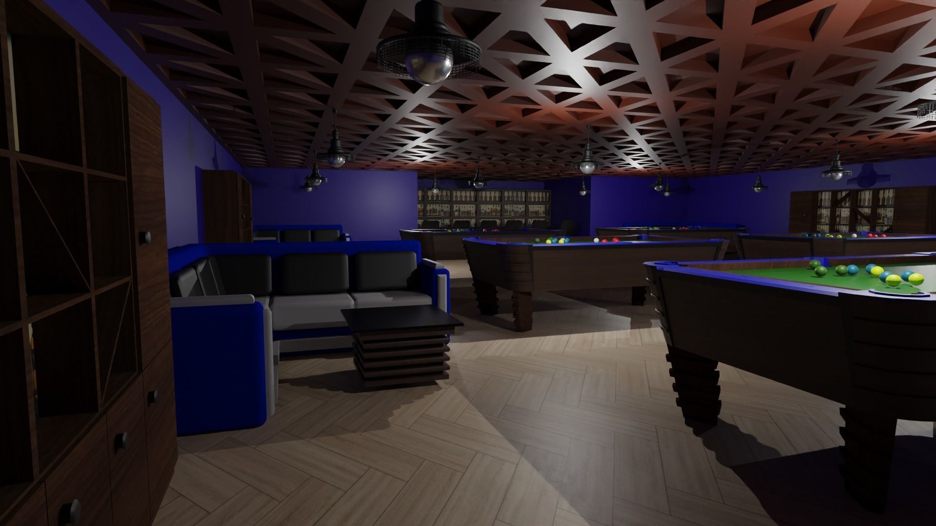 Billiard Room Low-poly 3D model_6