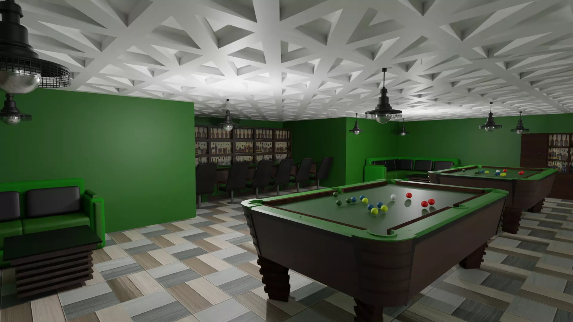 Billiard Room Low-poly 3D model