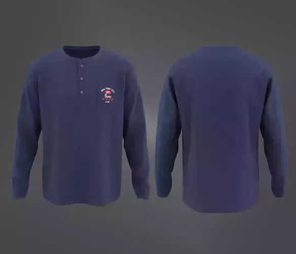 Men Long Sleeved Collar Stand Polo Low-poly 3D model