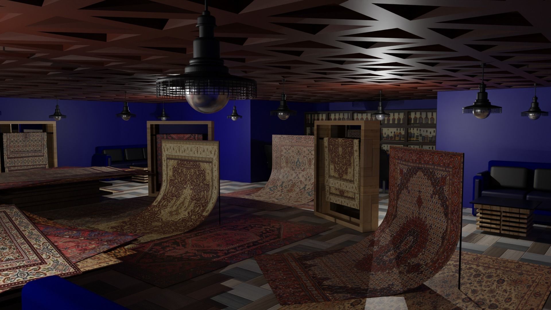 Carpet Rug Store Low-poly 3D model_3