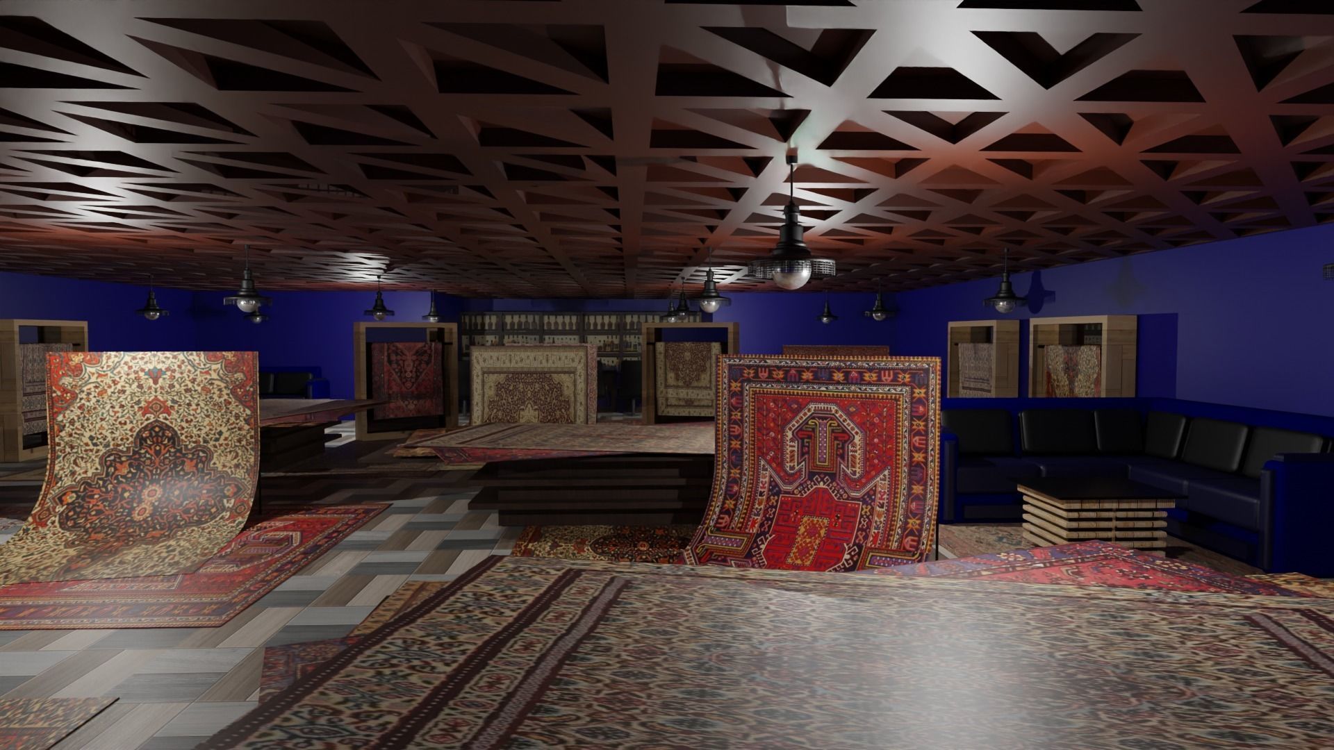 Carpet Rug Store Low-poly 3D model_4