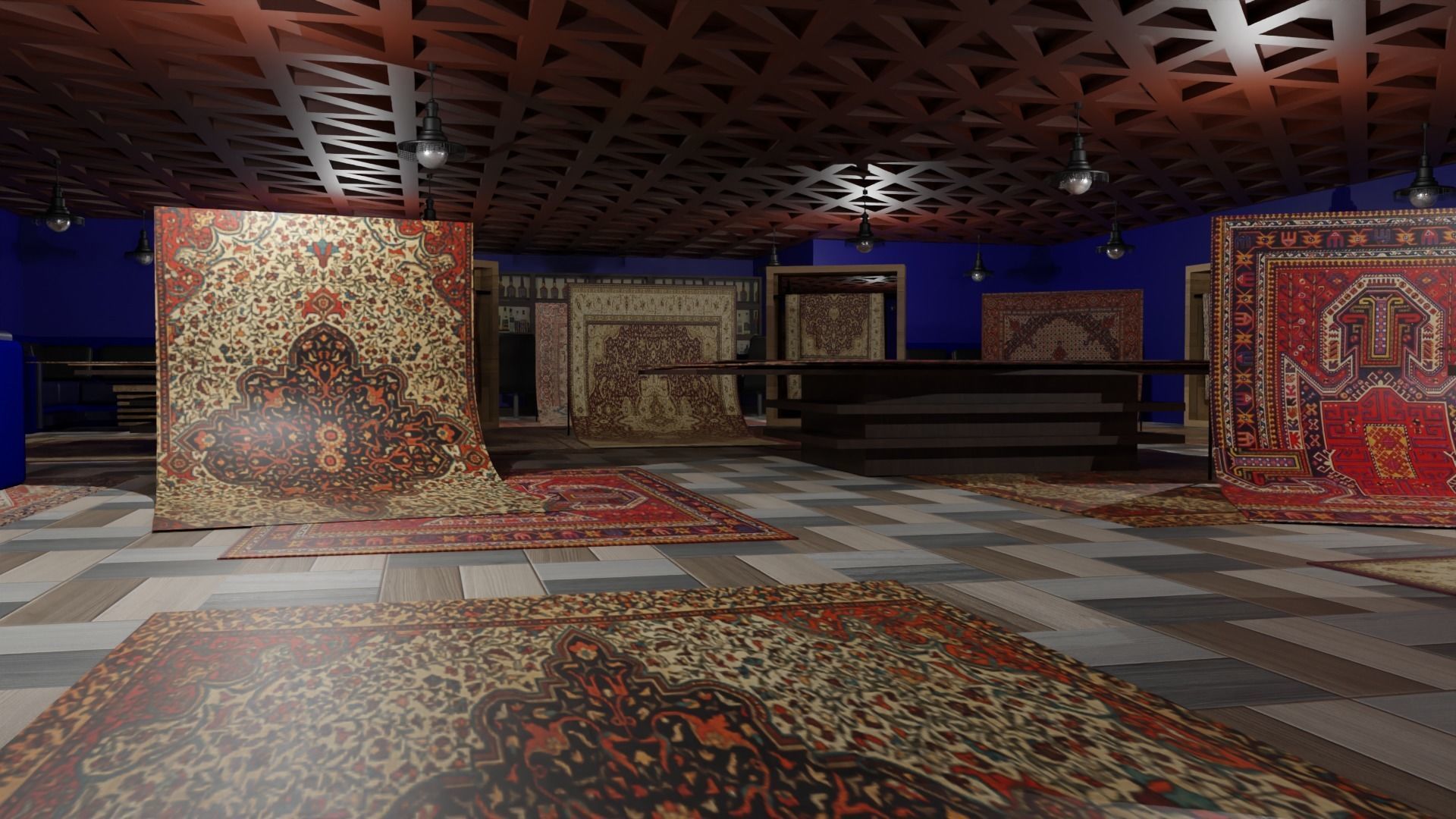 Carpet Rug Store Low-poly 3D model_5