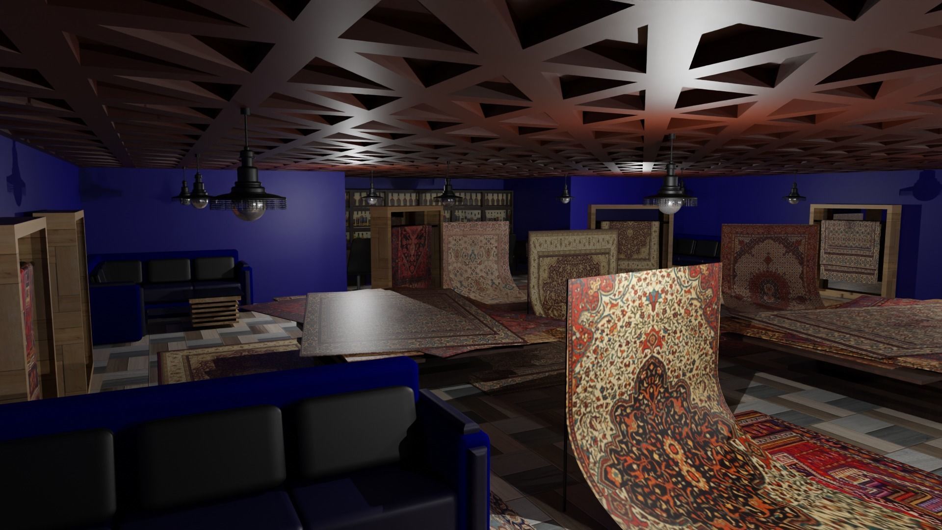 Carpet Rug Store Low-poly 3D model_2