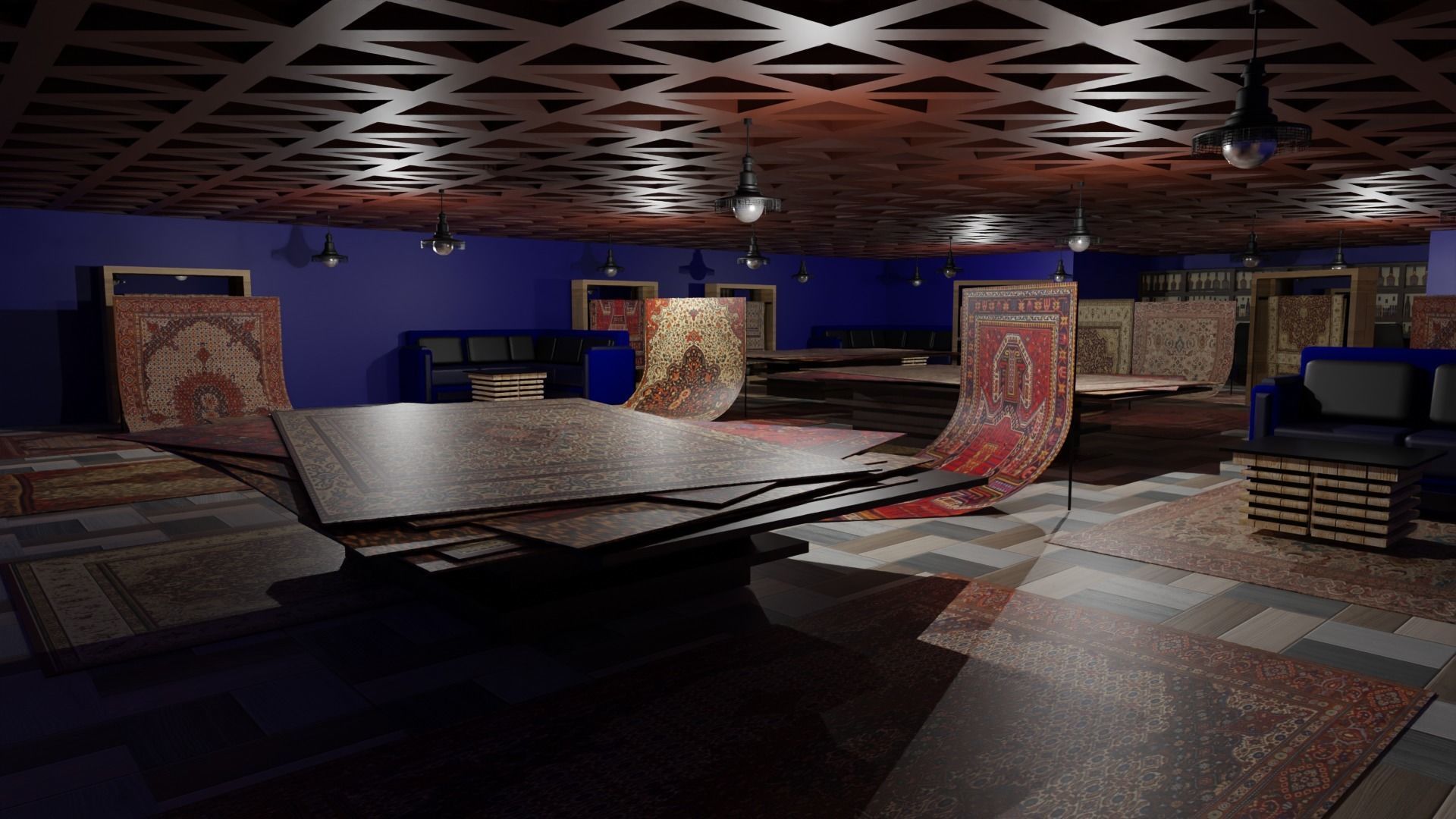 Carpet Rug Store Low-poly 3D model_6