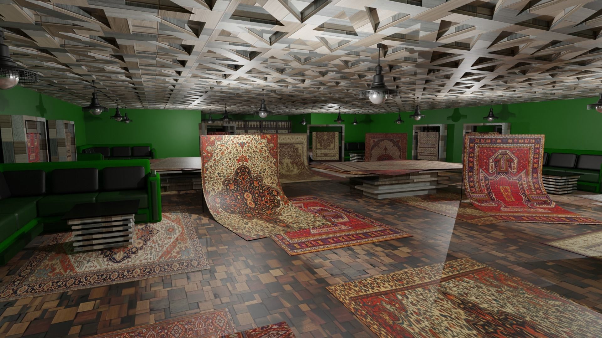 Carpet Rug Store Low-poly 3D model_1