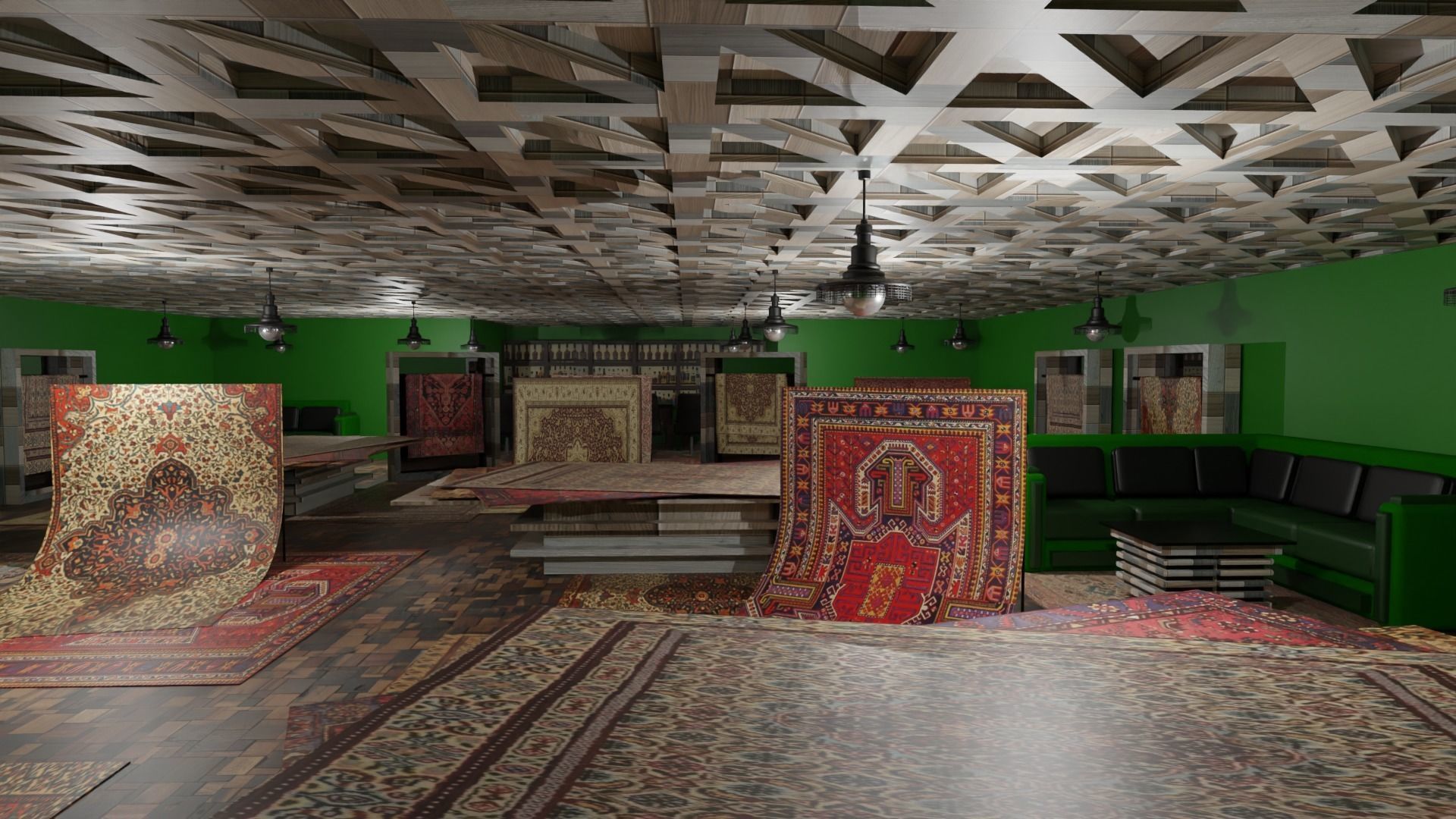 Carpet Rug Store Low-poly 3D model_5