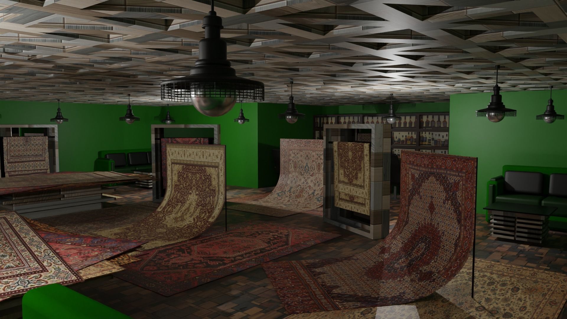 Carpet Rug Store Low-poly 3D model_4
