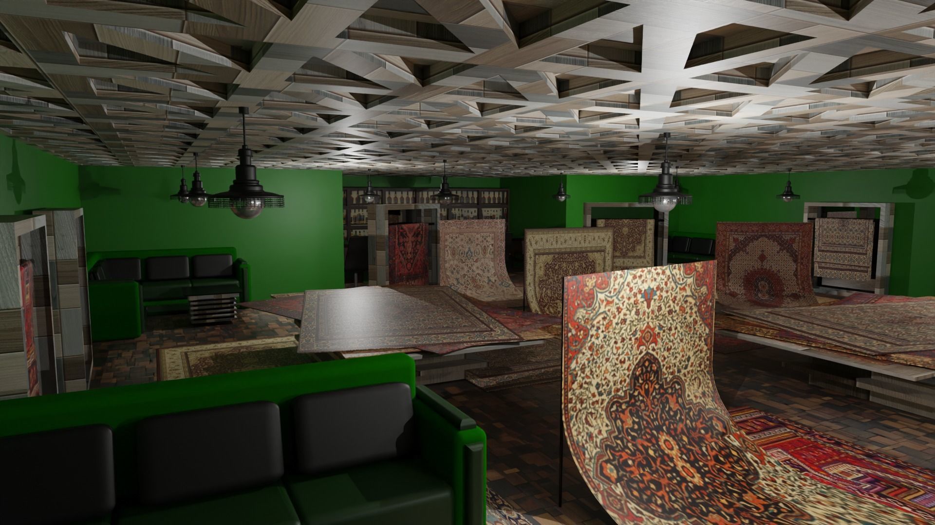 Carpet Rug Store Low-poly 3D model_3