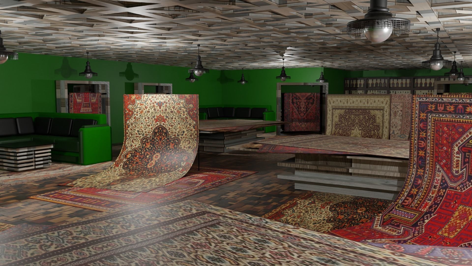 Carpet Rug Store Low-poly 3D model_2