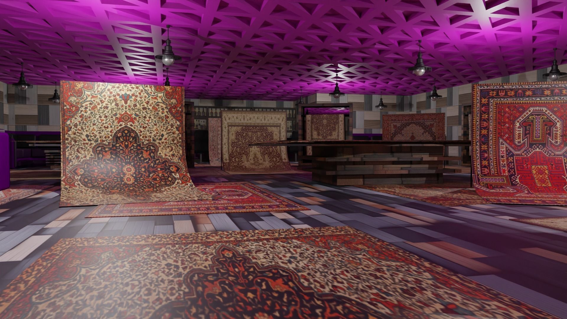 Carpet Rug Store Low-poly 3D model_5