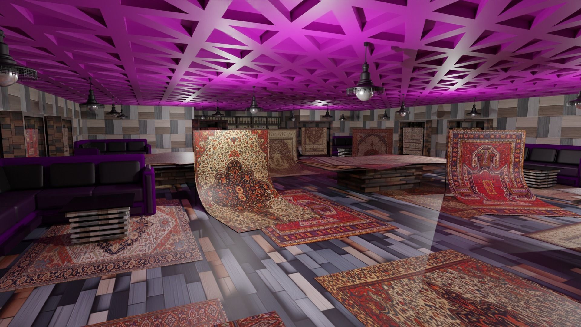 Carpet Rug Store Low-poly 3D model_1