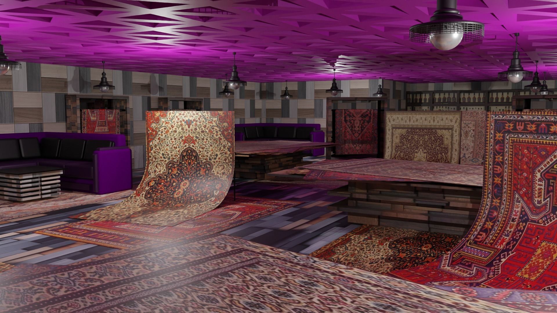 Carpet Rug Store Low-poly 3D model_2