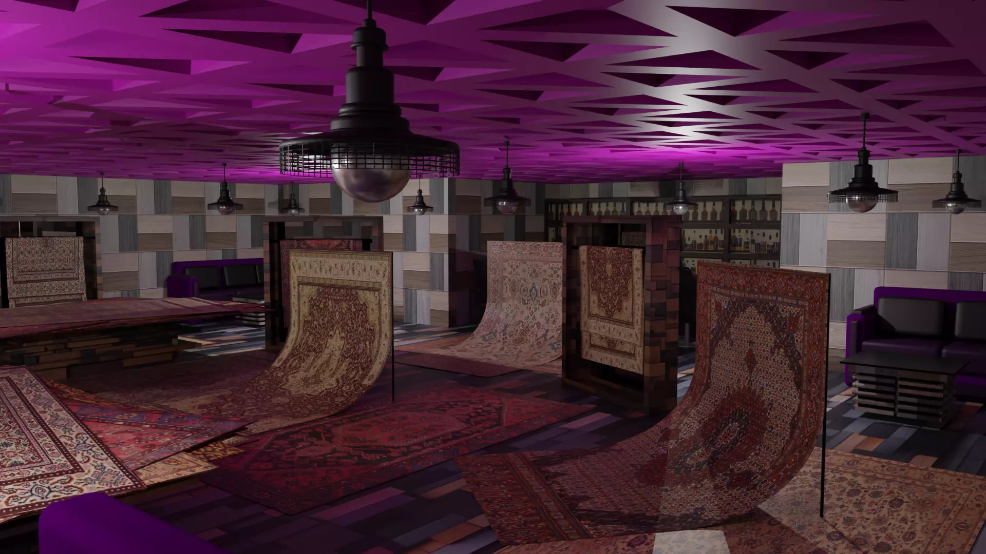 Carpet Rug Store Low-poly 3D model_0