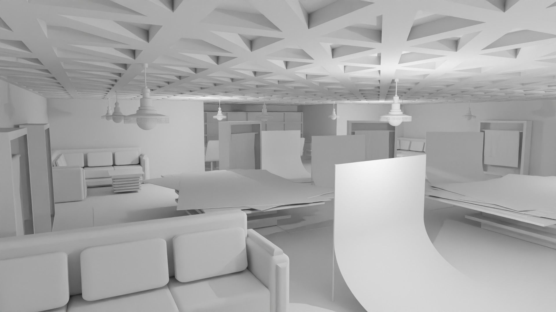 Carpet Rug Store - No Material Low-poly 3D model_2