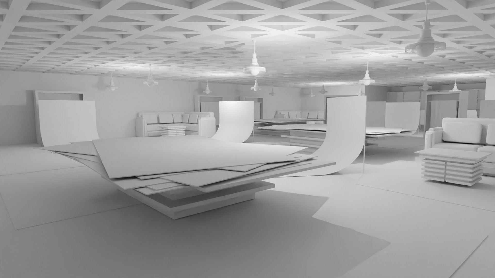 Carpet Rug Store - No Material Low-poly 3D model_6